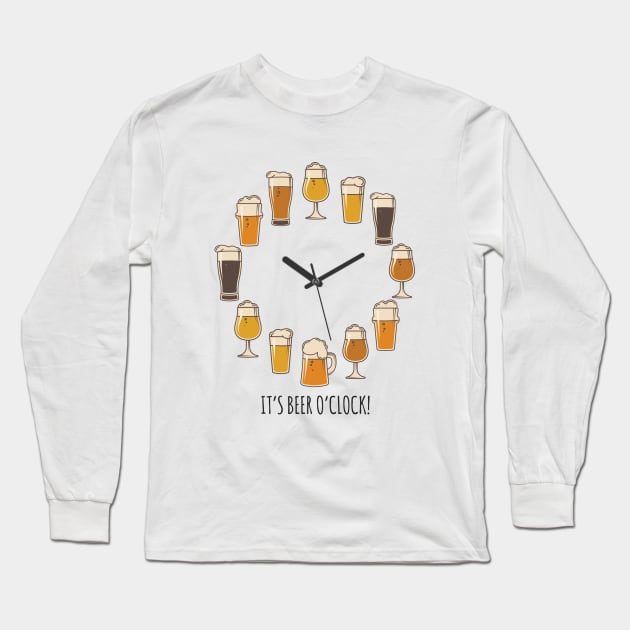 It's Beer O'clock! Long Sleeve T-Shirt by Printadorable